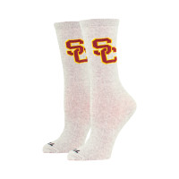 USC Trojans Women's Gray SC Interlock Recycled Crew Socks